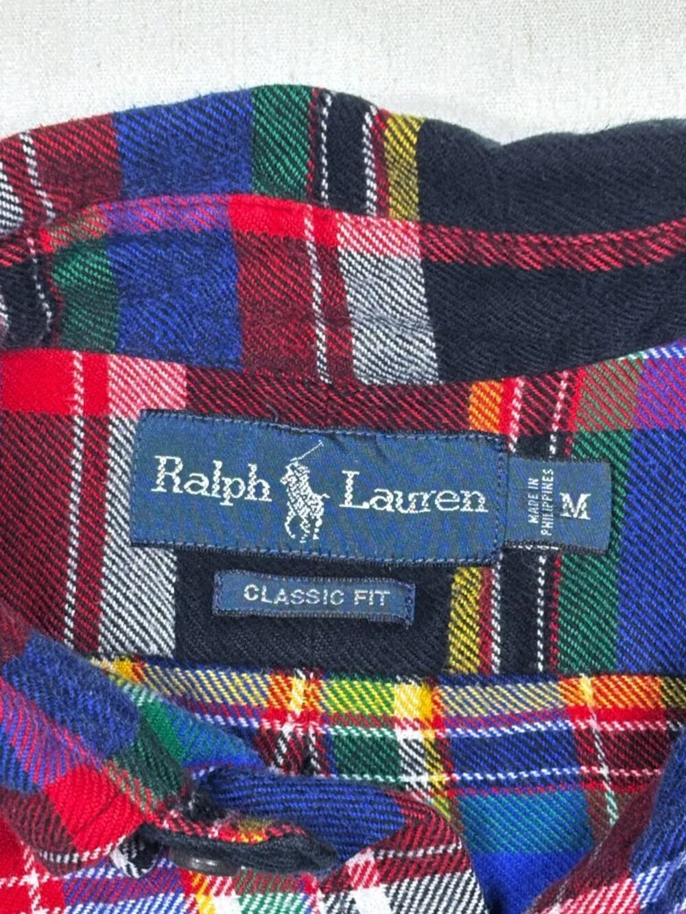 Polo Ralph Lauren Mens Plaid Flannel Shirt Multicolor Long Sleeve Custom Fit